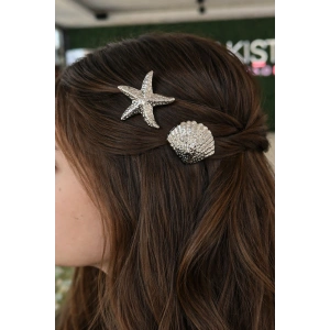 2li Gümüş Renk Yıldız Ve Deniz Kabuğu Figürlü Yan Toka