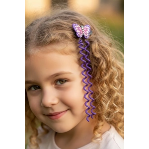 2li Mor Renk Kelebek Figürlü Çocuk Yan Toka