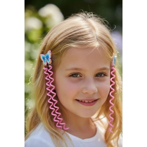 2li Pembe Renk Kelebek Figürlü Çocuk Yan Toka