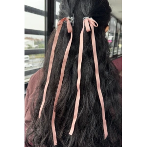 2li Pembe Renk Kurdele Detaylı Mandal Toka Set