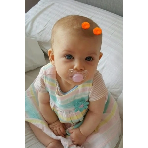 2li Turuncu Renk Ponponlu Saçsız Bebek Tokası