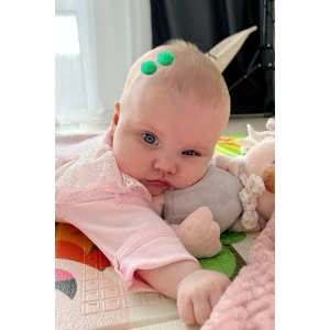 2li Yeşil Renk Ponponlu Saçsız Bebek Tokası