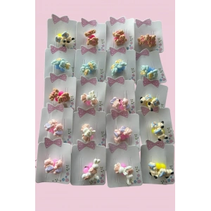 20li Karışık Renk Hayvan Figürlü Çocuk Toka Set