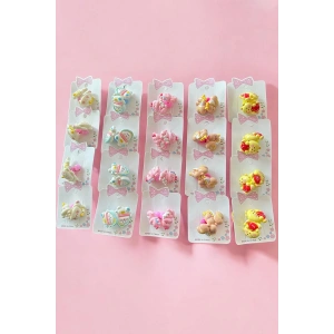 20li Karışık Renk Hayvan Figürlü Lastik Toka Set