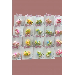 20li Karışık Renk Karışık Figürlü Çocuk Lastik Toka Set