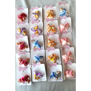 20li Karışık Renk Kız Çocuğu Figürlü Lastik Toka Set