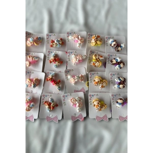 20li Karışık Renk Kız Çocuğu Figürlü Lastik Toka Set