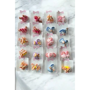 20li Karışık Renk Kız Figürlü Lastik Toka Set
