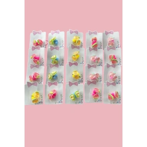 20li Karışık Renk Meyve Figürlü Çocuk Toka Set