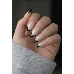 24lü Beyaz Ve Siyah Renk Jel Görünümlü Takma Tırnak (Yapıştırıcılı)