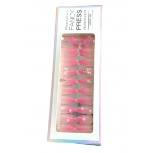 24lü Krem Ve Pembe Renk Takma Tırnak (Yapıştırıcılı)