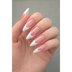 24lü Pembe Renk Jel Görünümlü French Takma Tırnak (Yapıştırıcılı)