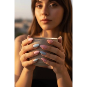 24lü Pembe Ve Mavi Renk Takma Tırnak Set (Yapıştırıcılı)