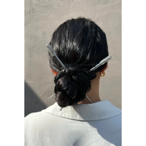 2´li Gümüş Renk Taşlı Topuz Kalemi