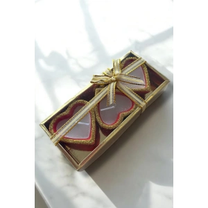 3lü Kırmızı Renk Kalp Figürlü Mum