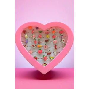 36lı Karışık Renk Karışık Figürlü Ayarlanabilir Çocuk Yüzük Set