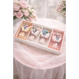 4lü Mini Çiçek Buketi Hediye Kutusu