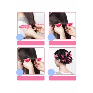 4lü Pembe Renk Isısız Saç Şekillendirici Saç Sosisi