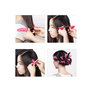 4lü Pembe Renk Isısız Saç Şekillendirici Saç Sosisi