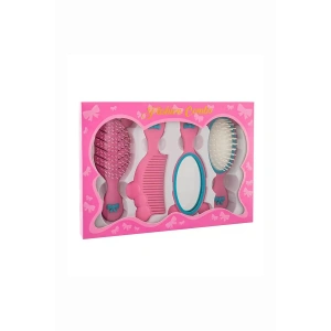 4lü Pembe Renk Tarak Ve Ayna Set