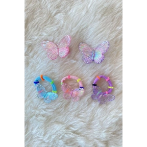 5li Karışık Renk Kelebek Figürlü Toka Set