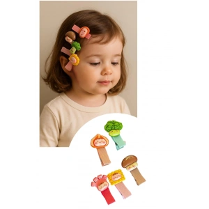 5li Karışık Renk Sebze Figürlü Yan Toka Set