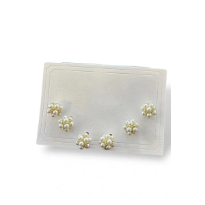 6lı Altın Renk İnci Detaylı 14k Altın Kaplama Küpe et