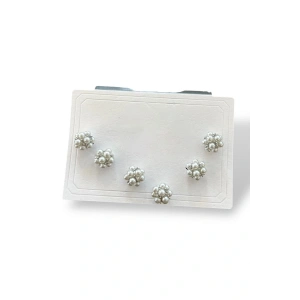 6lı Gümüş Renk İnci Detaylı 14k Altın Kaplama Küpe Set