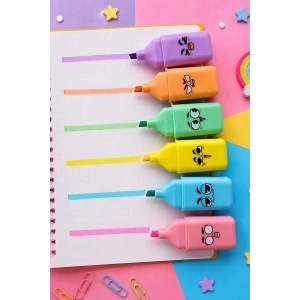 6lı Karışık Figürlü Fosforlu Kalem Set