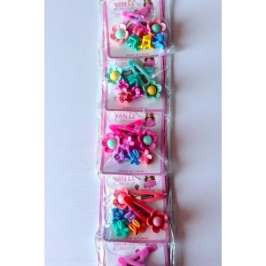 6lı Karışık Renk Çiçek Figürlü Yan Toka Set