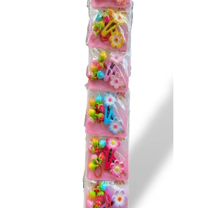 6lı Karışık Renk Çiçek Ve Çilek Figürlü Lastik Ve Yan Toka Set