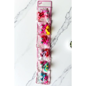 6lı Karışık Renk Çilek Figürlü Lastik Toka Ve Yan Toka Set