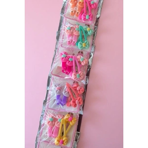 6lı Karışık Renk Kurdele Figürlü Yan Toka Set