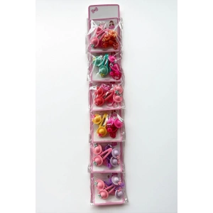 6lı Karışık Renk Şapka Figürlü Lastik Toka Ve Yan Toka Set