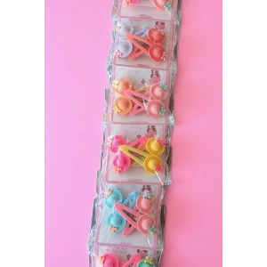 6lı Karışık Renk Şapka Figürlü Yan Toka Set