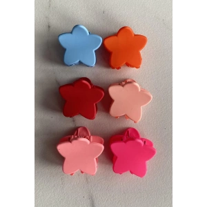 6lı Karışık Renk Yıldız Figürlü Mini Mandal Toka