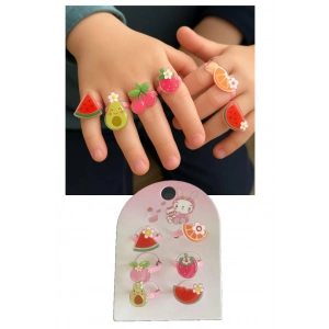 6lı Pembe Renk Karışık Figürlü Çocuk Yüzük Set