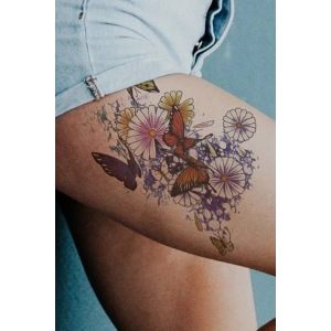 Geçici Çiçek Ve Kelebek Figürlü Dövme Tattoo