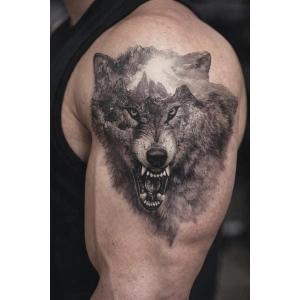 Geçici Kurt Figürlü Dövme Tattoo