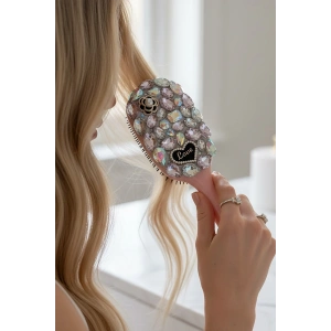 Pembe Renk Taş Ve Love Yazılı Saç Tarama Fırçası/ Tarak