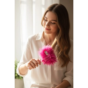 Pembe Renk Canavar Figürlü Charm Takılabilir Saç Fırçası/Tarak