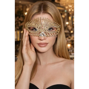 Altın Renk Taş Detaylı Tasarım Parti Maskesi