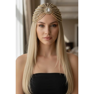 Altın Renk Taş Detaylı Saç Aksesuarı/Kına Aksesuarı