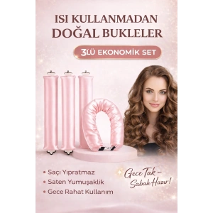 Pembe Renk Isısız Saç Şekillendirici Saten Saç Sosisi