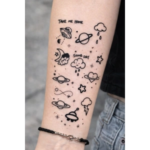 Karışık Figürlü 12 Saat Sonra Kararan Geçici Mini Dövme Tattoo