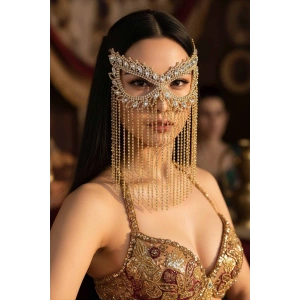 Altın Renk Taşlı Parti Maskesi