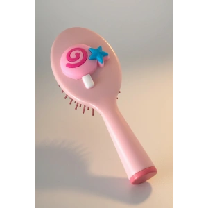 Pembe Renk Şeker Figürlü Saç Tarama Fırçası/ Tarak