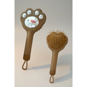 Kahve Renk Pati Figürlü Saç Tarama Fırçası/ Tarak