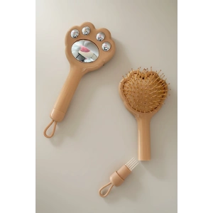 Açık Kahve Renk Pati Figürlü Saç Tarama Fırçası/ Tarak