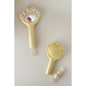 Krem Renk Pati Figürlü Saç Tarama Fırçası/ Tarak